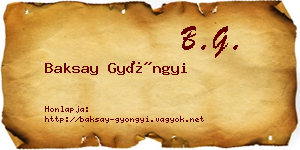 Baksay Gyöngyi névjegykártya