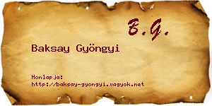 Baksay Gyöngyi névjegykártya